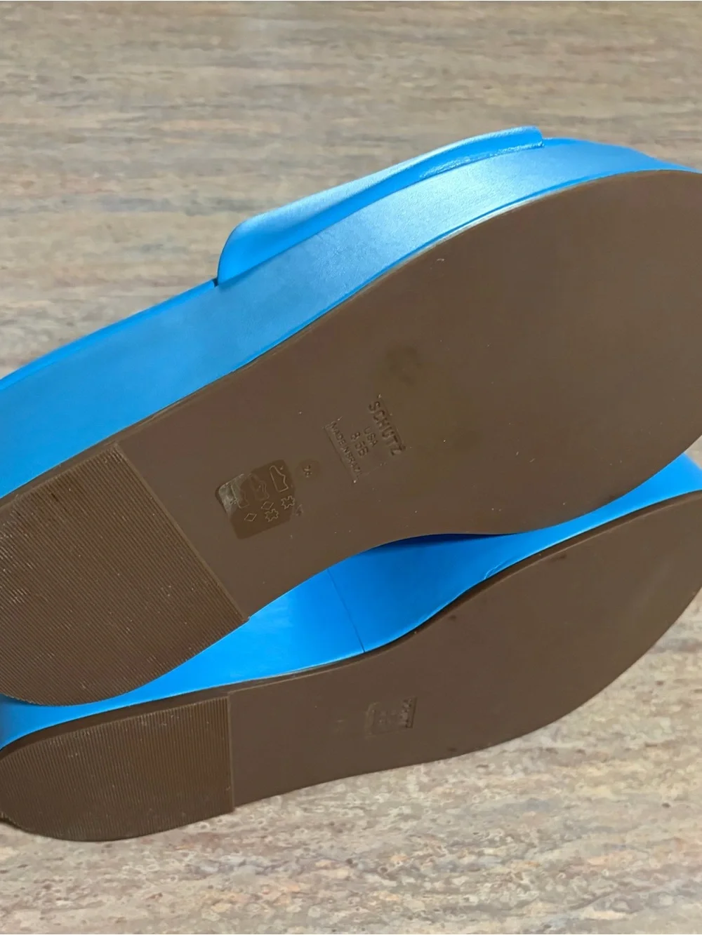 SCHUTZ Bright Blue Platform Slide Mules